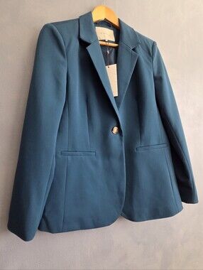 KAFFE DEEP TEAL ONE BUTTON  SINGLE-BREASTED BLAZER  SIZE  EUR 38 NWT